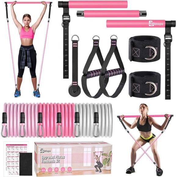 Pilates Bar Kit with Resistance Bands,Pilates Bar with Stackable Bands Workout - Picture 1 of 7